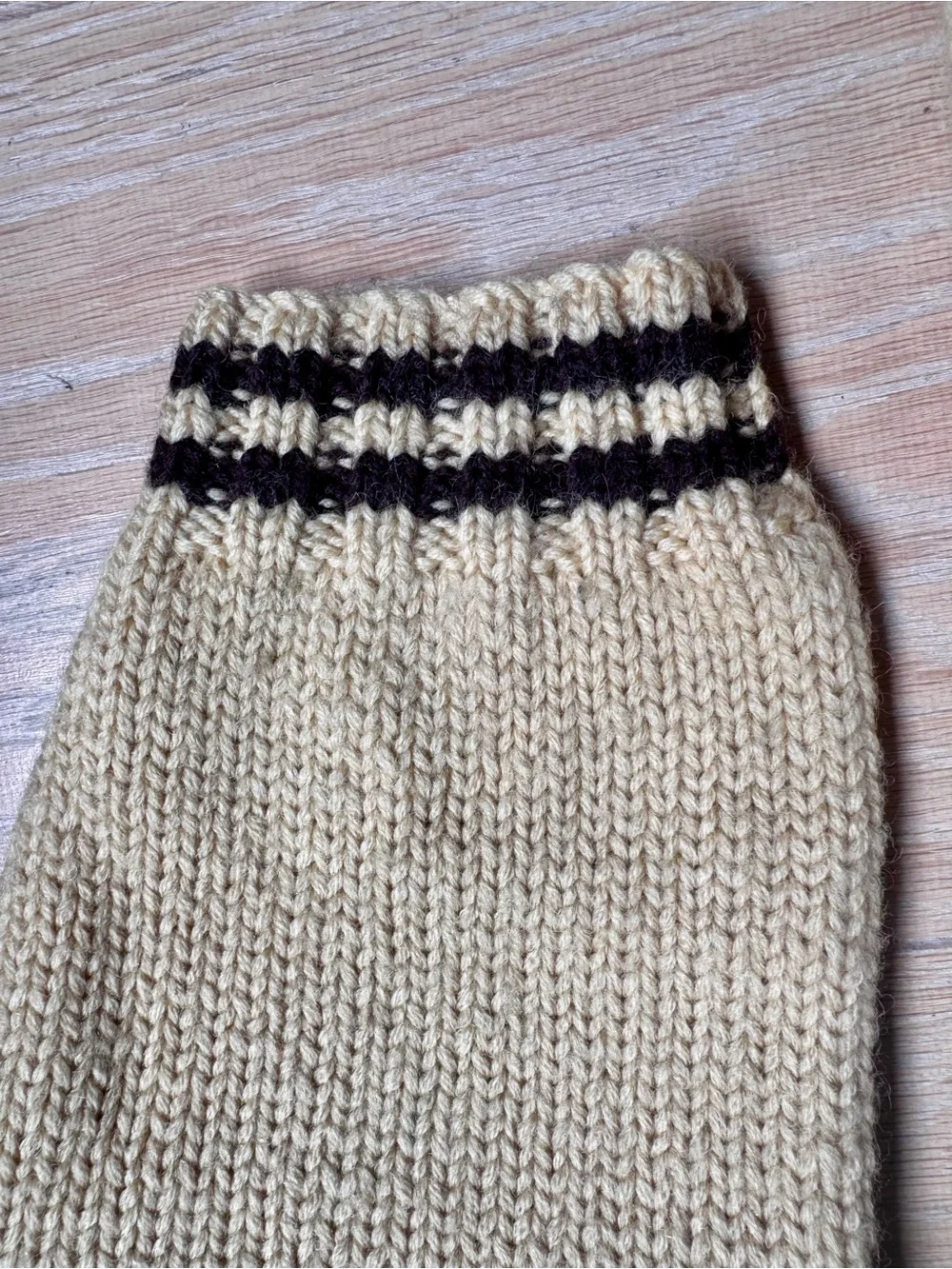 Vintage J Crew Nordic Half-Zip Wool Sweater in Brown and Cream